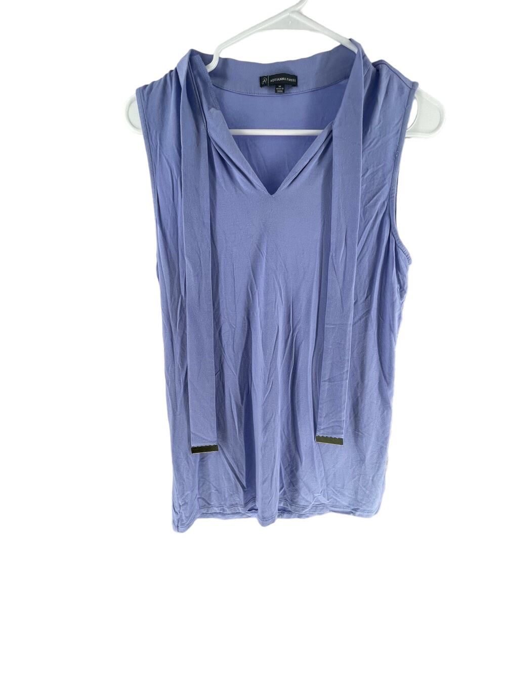 Adrianna Papell Periwinkle Blue Sleeveless Tie Neck Top Women's Size Medium